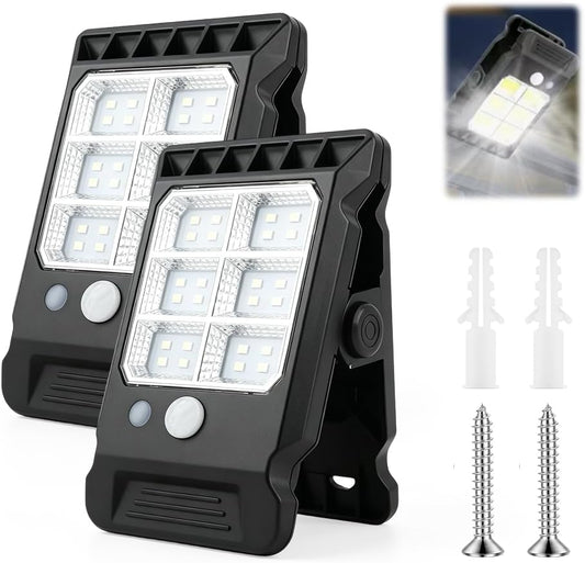 2Pcs Solar Clip Light with Motion Sensor, 2026 Upgraded Portable Outdoor LED Light for Camping, Adjustable Clip On LED Light for Garden, Multifunctional Clip Lamp, Emergency LED Light for Home (2Pcs)