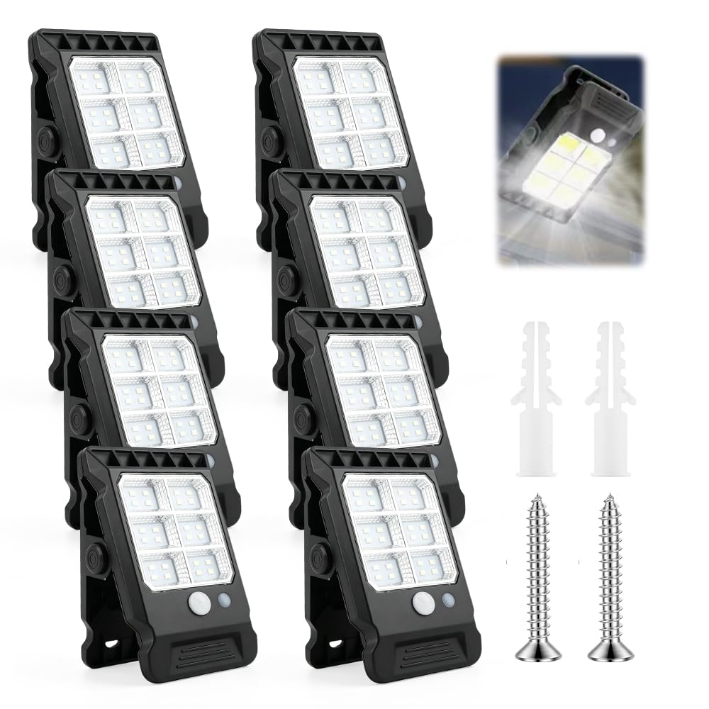 2Pcs Solar Clip Light with Motion Sensor, 2026 Upgraded Portable Outdoor LED Light for Camping, Adjustable Clip On LED Light for Garden, Multifunctional Clip Lamp, Emergency LED Light for Home (2Pcs)