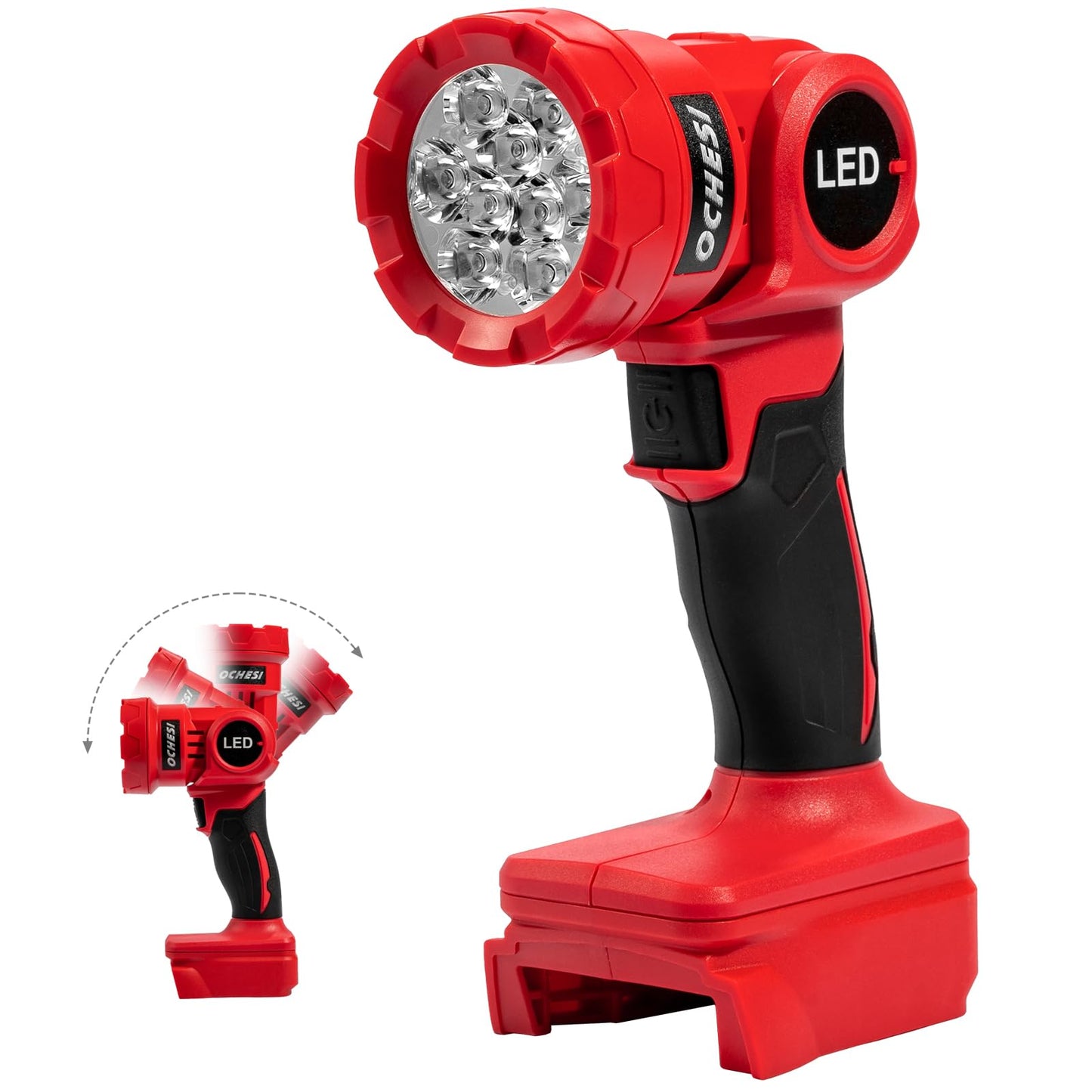OCHESI Cordless LED work light compatible with Dewalt 20V MAX Battery, 1000LM Handheld Flashlight with two levels and 140 Degree Rotating Wide-Angle Lighting for Workshop, Camping (No Battery)