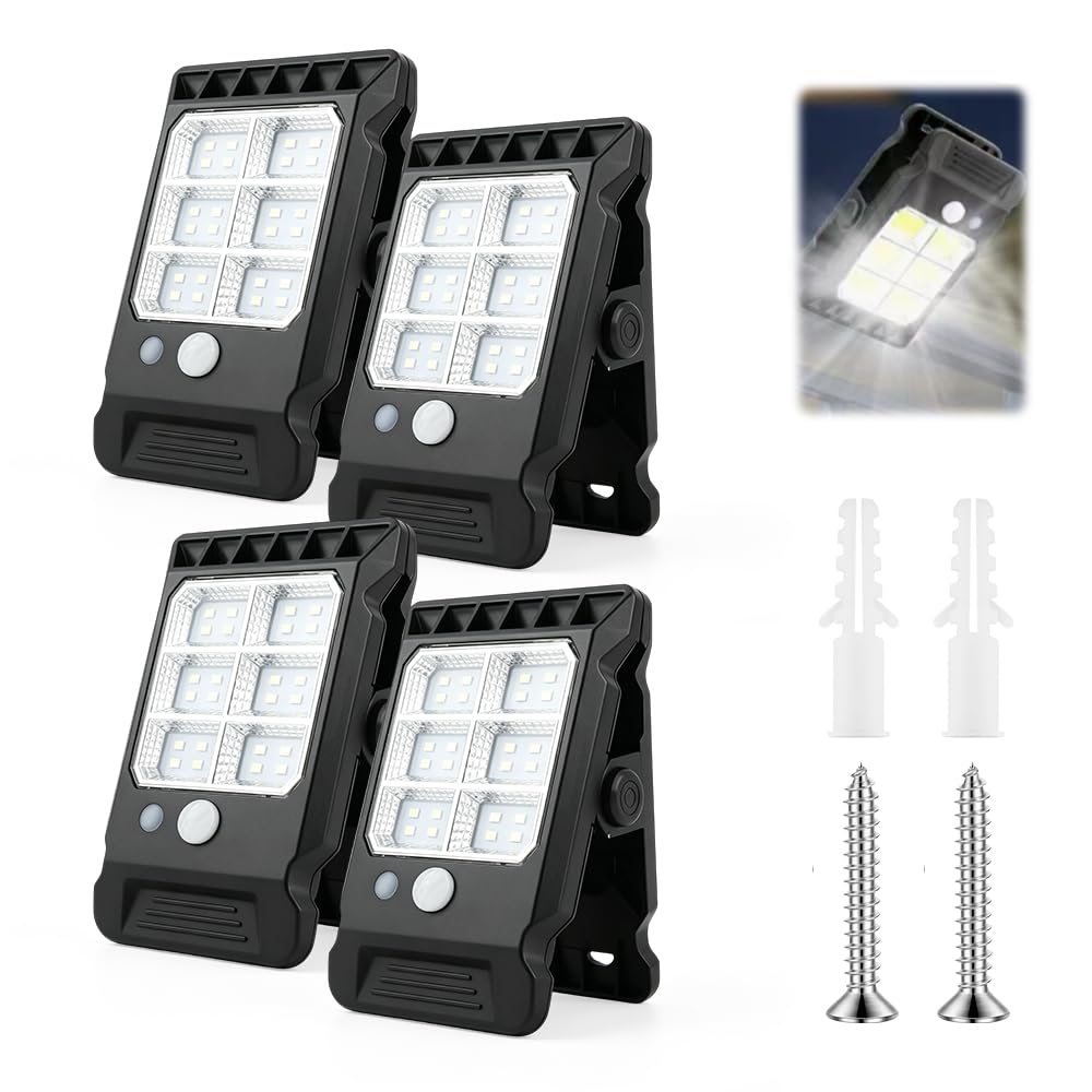 2Pcs Solar Clip Light with Motion Sensor, 2026 Upgraded Portable Outdoor LED Light for Camping, Adjustable Clip On LED Light for Garden, Multifunctional Clip Lamp, Emergency LED Light for Home (2Pcs)