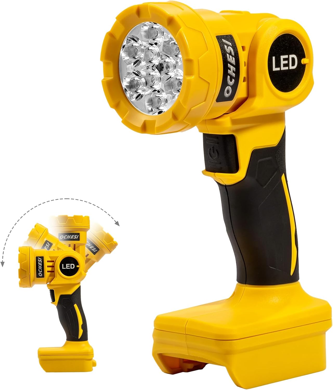 OCHESI Cordless LED work light compatible with Dewalt 20V MAX Battery, 1000LM Handheld Flashlight with two levels and 140 Degree Rotating Wide-Angle Lighting for Workshop, Camping (No Battery)