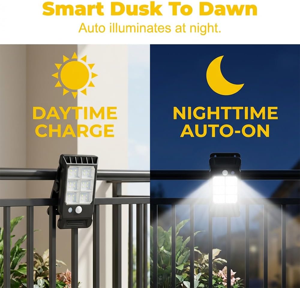 2Pcs Solar Clip Light with Motion Sensor, 2026 Upgraded Portable Outdoor LED Light for Camping, Adjustable Clip On LED Light for Garden, Multifunctional Clip Lamp, Emergency LED Light for Home (2Pcs)