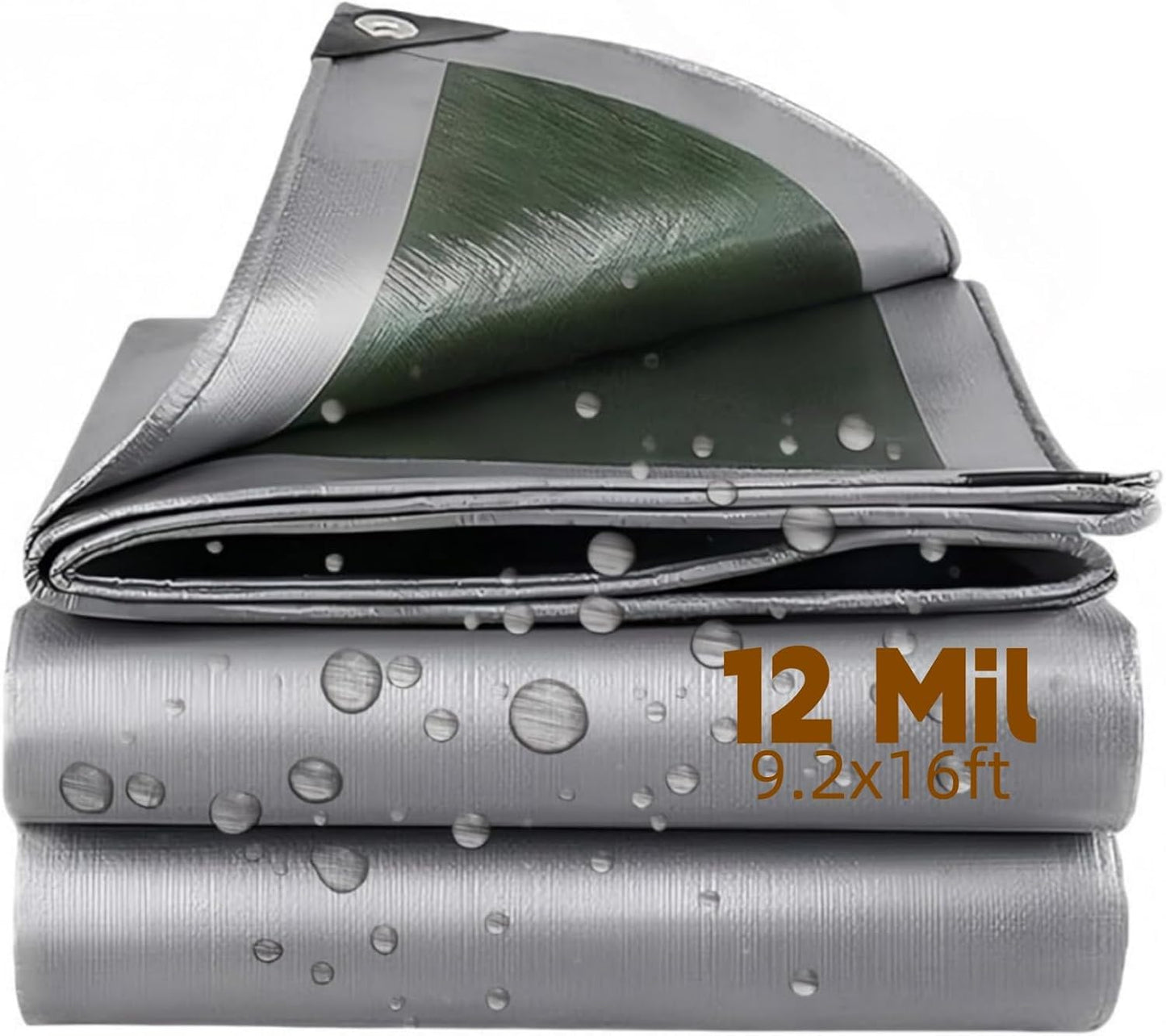 9.2x16ft Heavy Duty Waterproof Tarp,Furniture Waterproof Cover,12 Mil,PE UV with Grommets and Reinforced Edges Resistant Tear Emergency Tarp,Tarpaulin Cover for Car,Boat,Camping,Firewood,Pool Cover