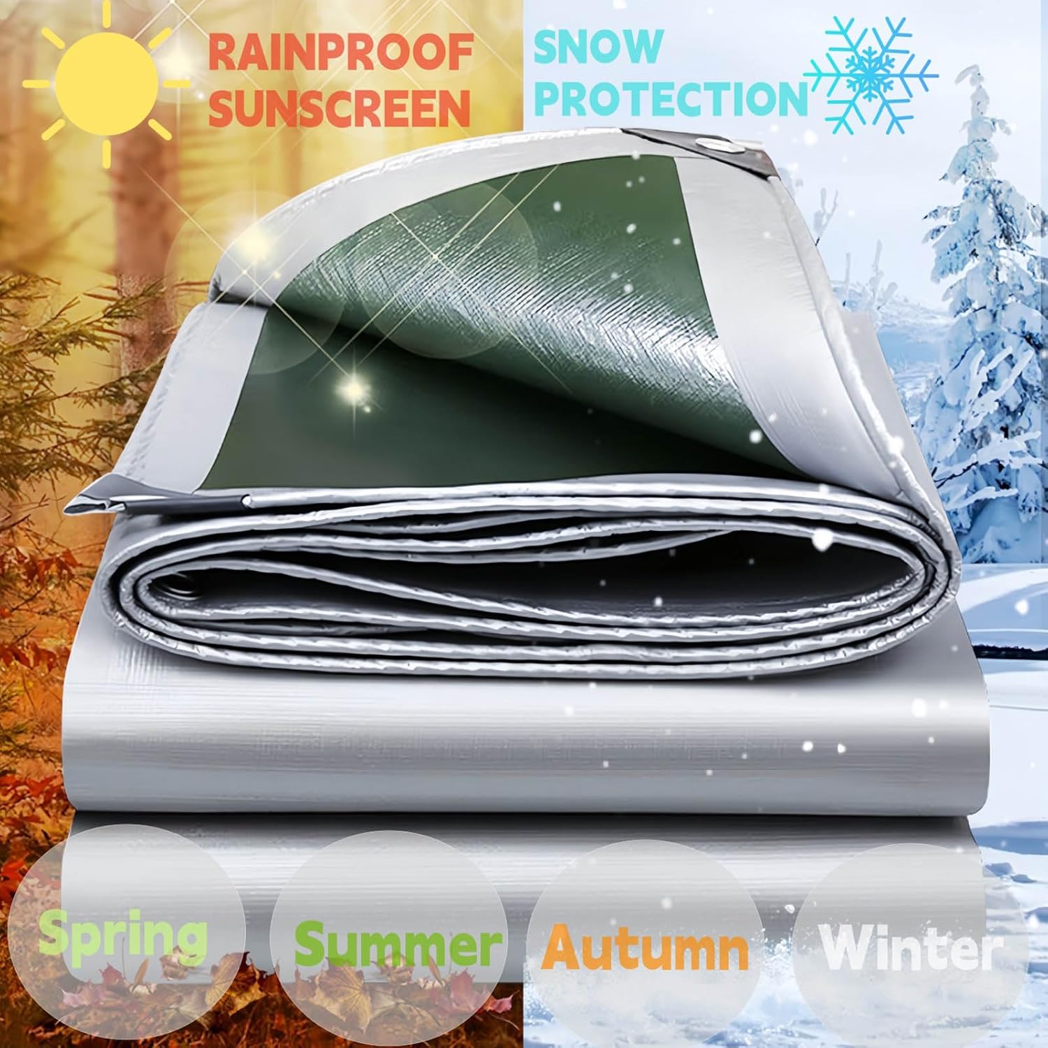 9.2x16ft Heavy Duty Waterproof Tarp,Furniture Waterproof Cover,12 Mil,PE UV with Grommets and Reinforced Edges Resistant Tear Emergency Tarp,Tarpaulin Cover for Car,Boat,Camping,Firewood,Pool Cover