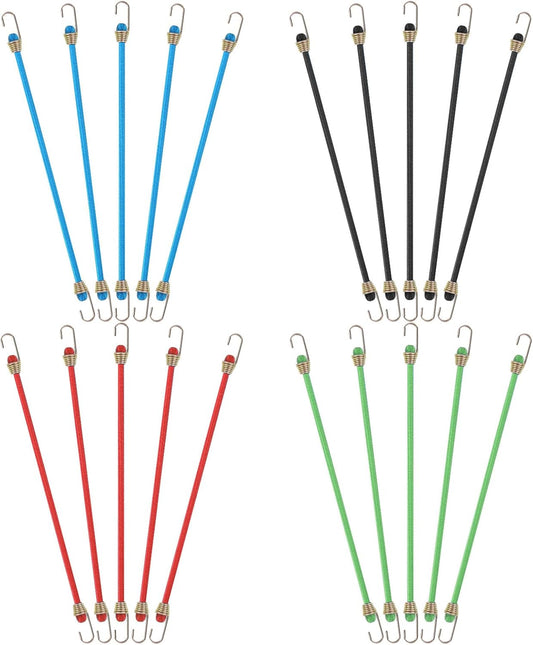 20 Pack Small Bungee Cords with Hooks, Bungee Cords with Hooks Mini Bungees Cord 10 Inch Short Bungees Cord with Hook for Securing Tarps, Luggage Rack, Camping Indoor Outdoor Activity