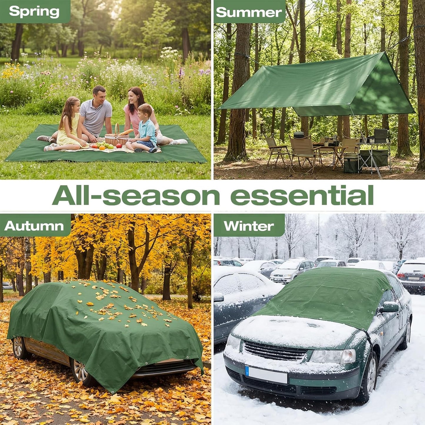 Canvas Tarp 10x12ft 21mil with Rustproof Grommets, Heavy Duty Waterproof Multipurpose Outdoor Tarpaulin Cover for Canopy Tent, Roof, Camping, Woodpile, Trailer