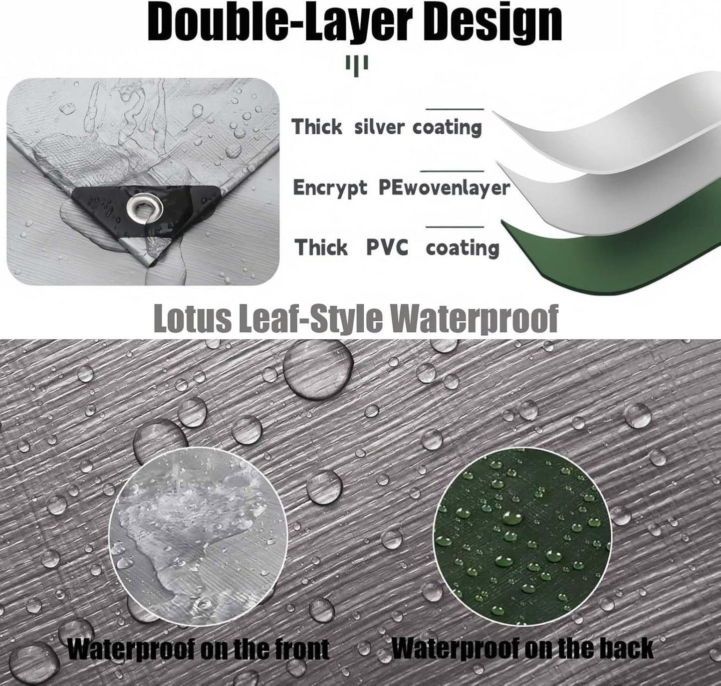 9.2x16ft Heavy Duty Waterproof Tarp,Furniture Waterproof Cover,12 Mil,PE UV with Grommets and Reinforced Edges Resistant Tear Emergency Tarp,Tarpaulin Cover for Car,Boat,Camping,Firewood,Pool Cover
